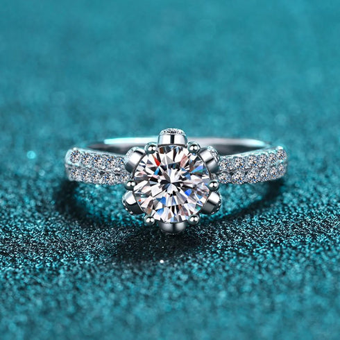 Ice Queen Round Cut Moissanite Engagement Ring Cam - Jewelry